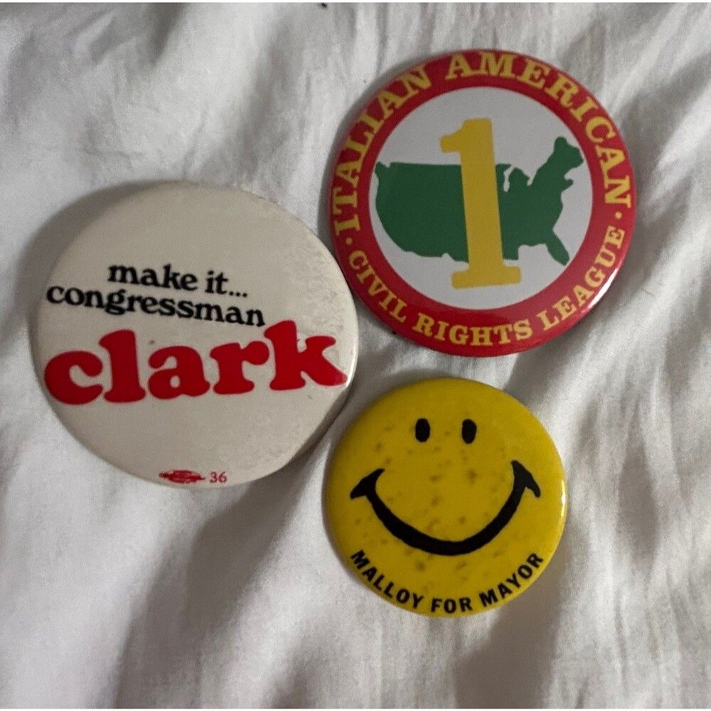 Local Newton, Massachusetts 1970s Political Pins Lot EUC